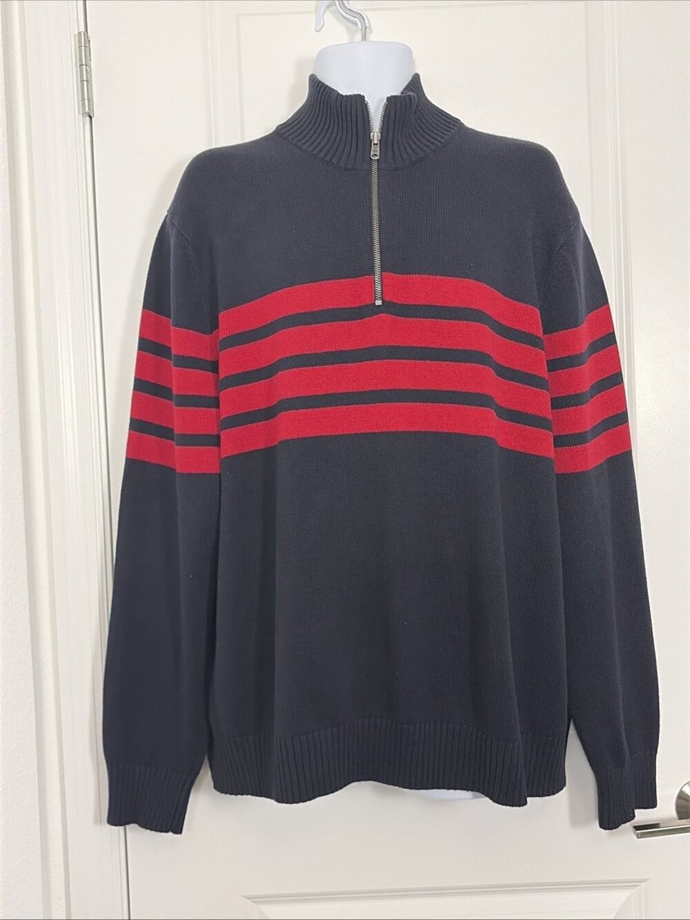 Gap Men’s Xxl 1/4 Zip Striped Cotton Sweater